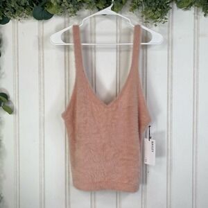 Bailey 44 Nelly‎ Sweater Cami Top LARGE Pink Fuzzy Sleeveless Tank Preppy Soft